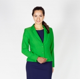 Elegant Ladies Jacket In Attractive Green With Lining And Long Sleeves 80704